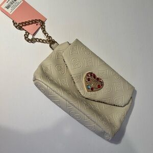 Juicy Couture Beige Embossed Clutch with Gold Chain